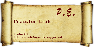 Preisler Erik névjegykártya
